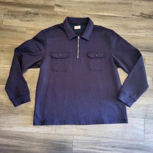 Frank and Oak xxl Mens navy blue quarter zip sweatshirt